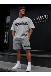 MİLİONARE Baskılı Oversize Premium Pamuklu T-shirt-Şort TAKIM